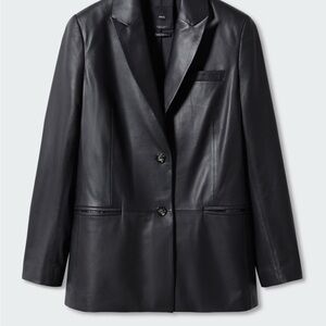 MANGO Women's Black Leather Blazer (NWT)
